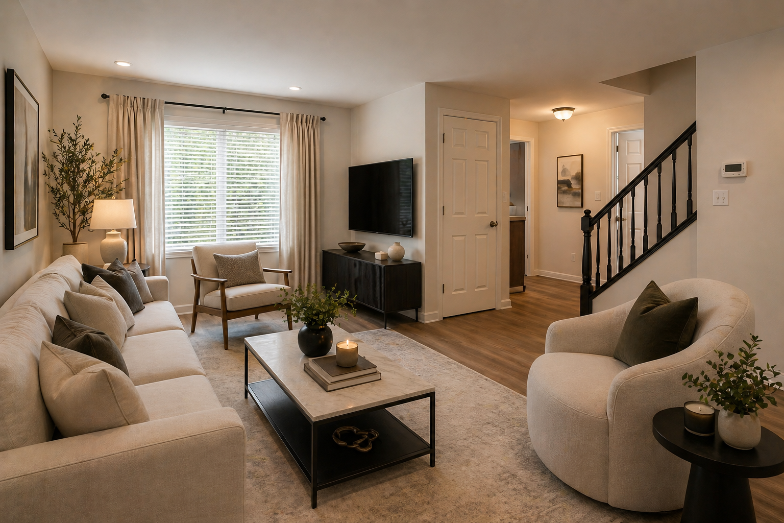 Living room after staging